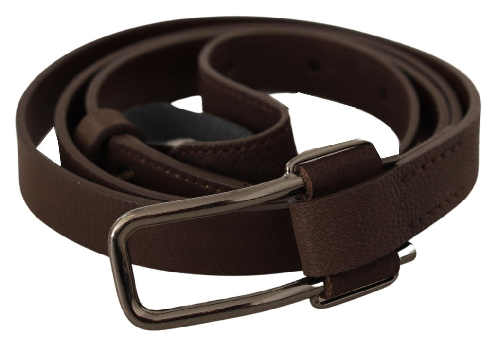 Costume National Brown WX Silver Metal Buckle Belt