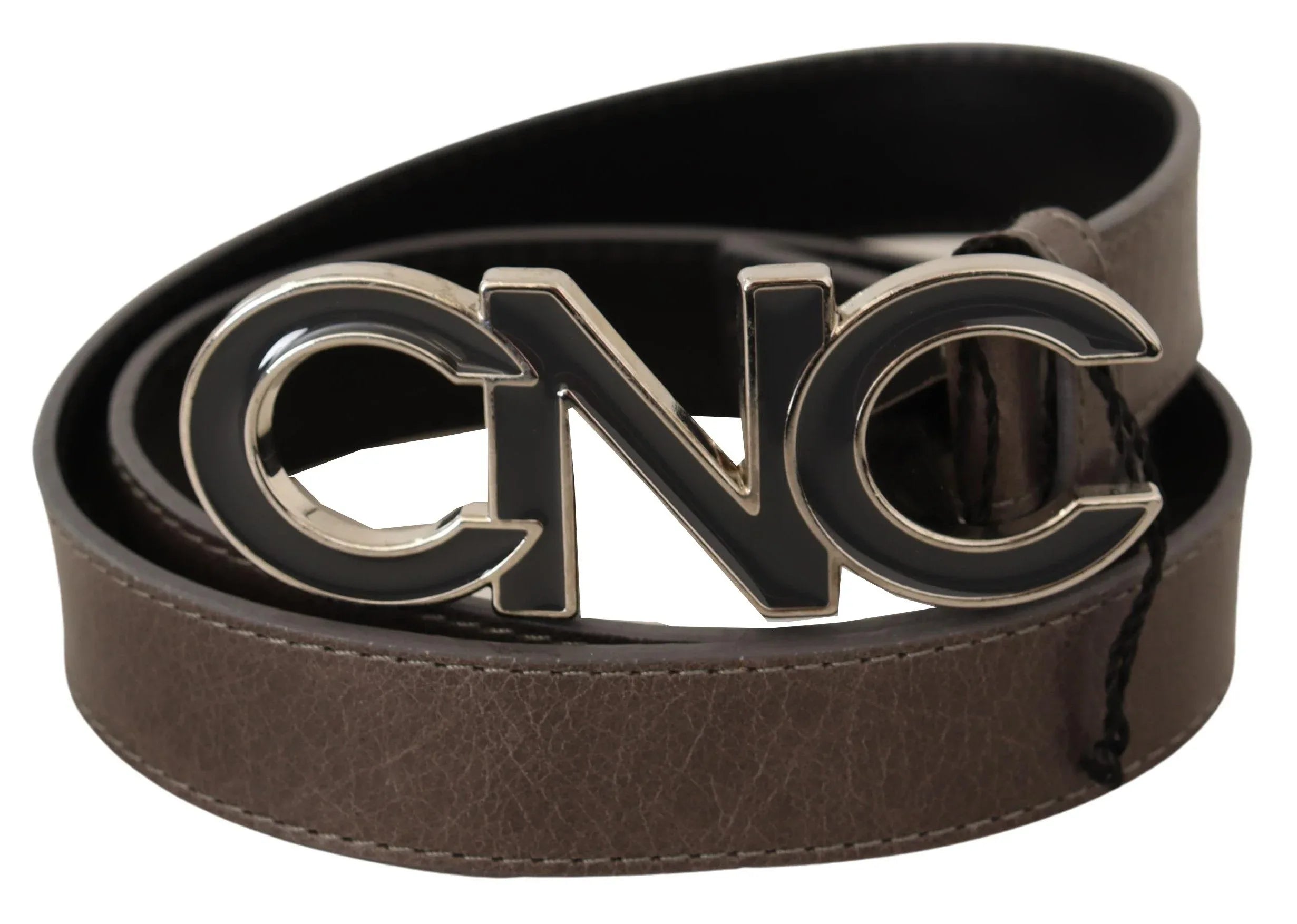 Costume National Brown Letter Logo Buckle Belt - Zeiniez