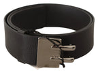 Costume National Black Leather Silver Buckle Waist Belt - Zeiniez