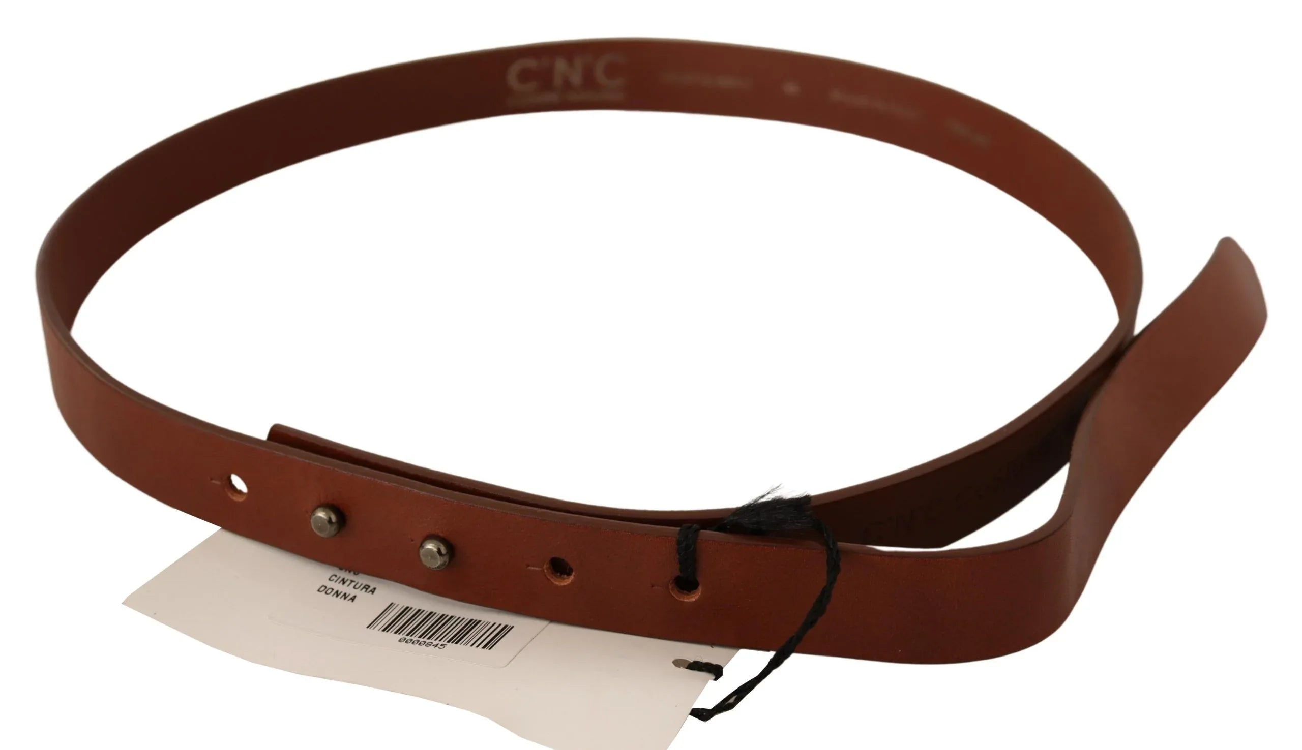 Costume National Brown Leather Silver Fastening Belt - Zeiniez