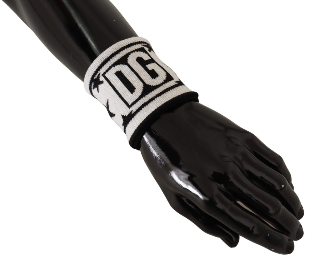 Dolce & Gabbana White Black Wool Logo #DGMILLENNIALS Wristband - Zeiniez