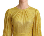 Dolce & Gabbana Yellow Crystal Mesh Pleated Maxi Dress - Zeiniez
