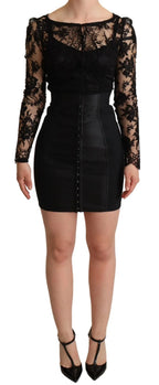 Dolce & Gabbana Black Fitted Lace Top Bodycon Mini Dress - Zeiniez