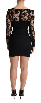 Dolce & Gabbana Black Fitted Lace Top Bodycon Mini Dress - Zeiniez