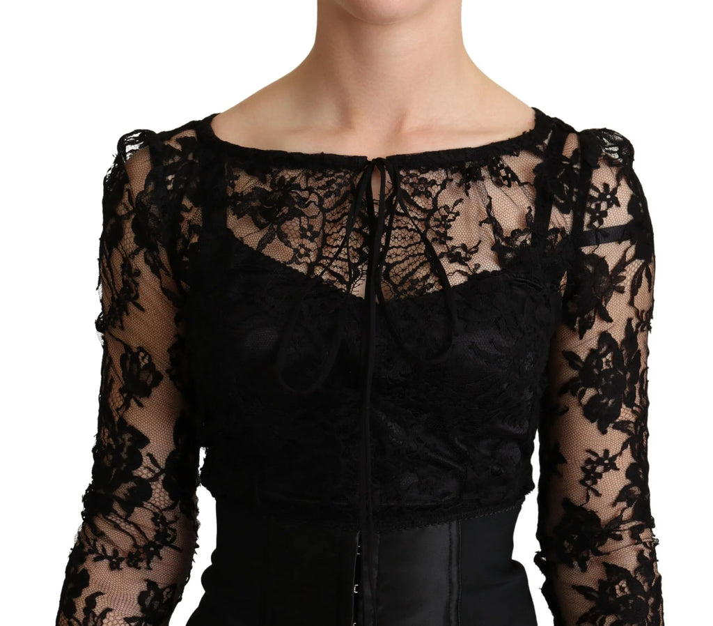 Dolce & Gabbana Black Fitted Lace Top Bodycon Mini Dress - Zeiniez