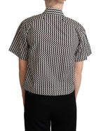 Dolce & Gabbana Black White Zigzag Collar Cotton Top Shirt - Zeiniez