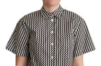 Dolce & Gabbana Black White Zigzag Collar Cotton Top Shirt - Zeiniez