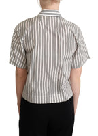 Dolce & Gabbana White Black Striped Shirt Blouse Top - Zeiniez