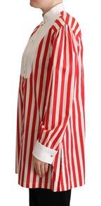 Dolce & Gabbana Red White Striped Long Sleeves Formal Shirt - Zeiniez