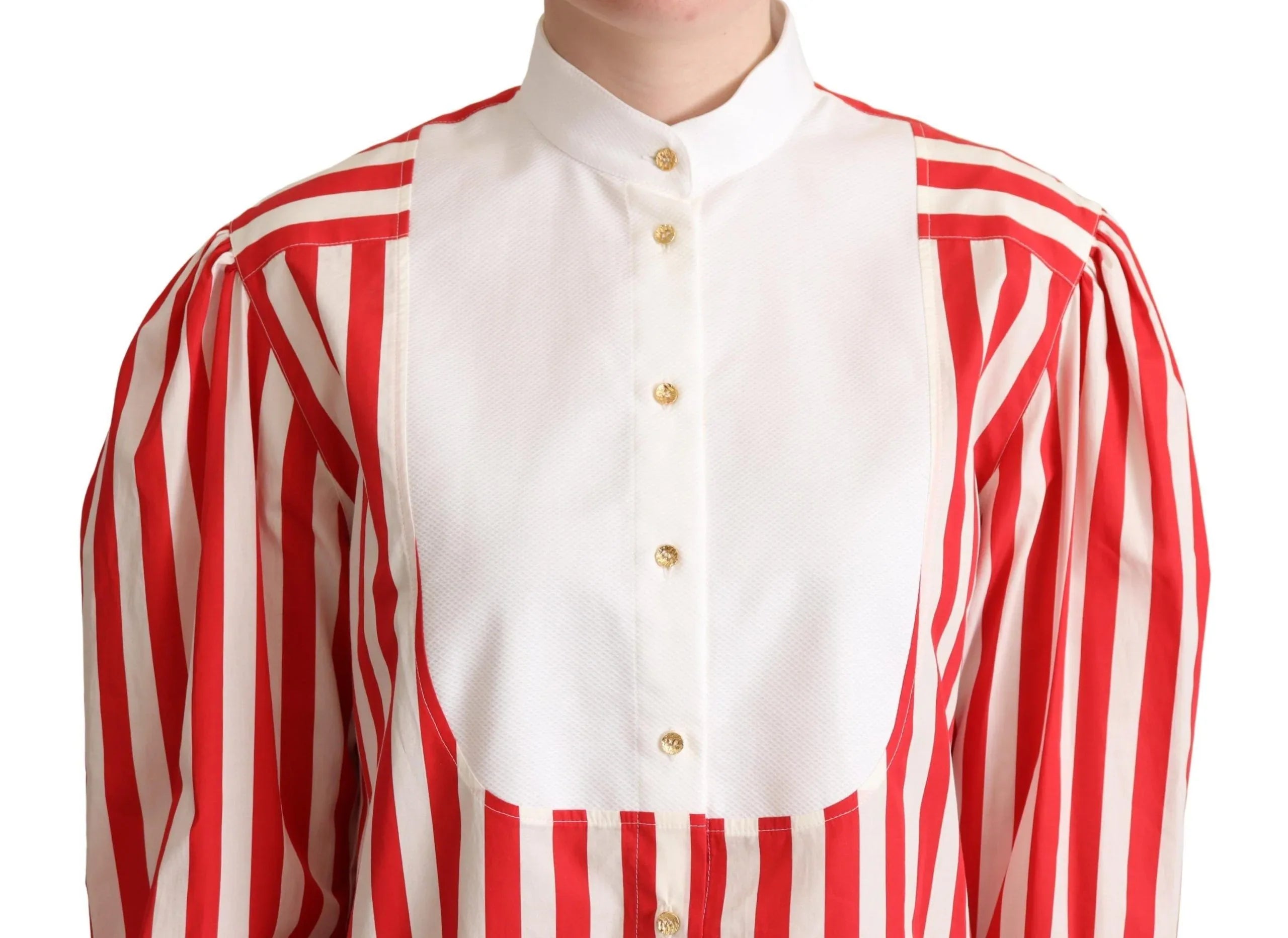 Dolce & Gabbana Red White Striped Long Sleeves Formal Shirt - Zeiniez