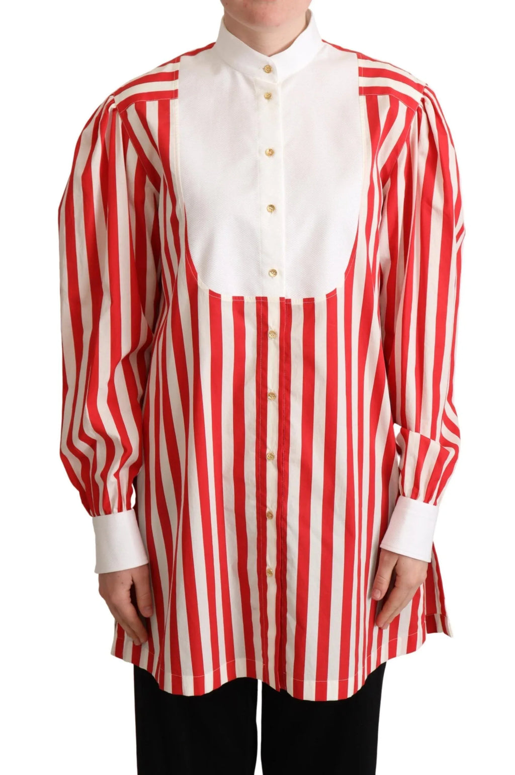 Dolce & Gabbana Red White Striped Long Sleeves Formal Shirt - Zeiniez