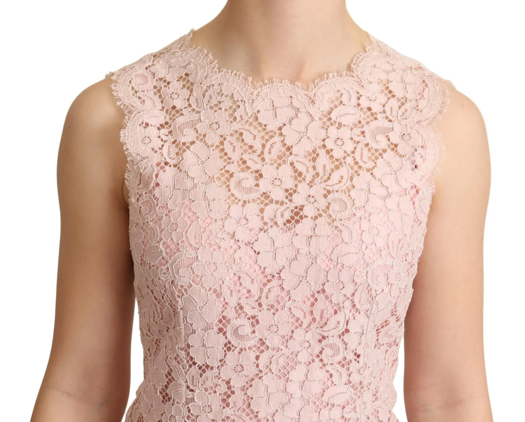Dolce & Gabbana Pink Floral Lace Sleeveless Tank Blouse Top - Zeiniez