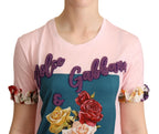 Dolce & Gabbana Pink Cotton Floral Roses Crewneck T-shirt - Zeiniez