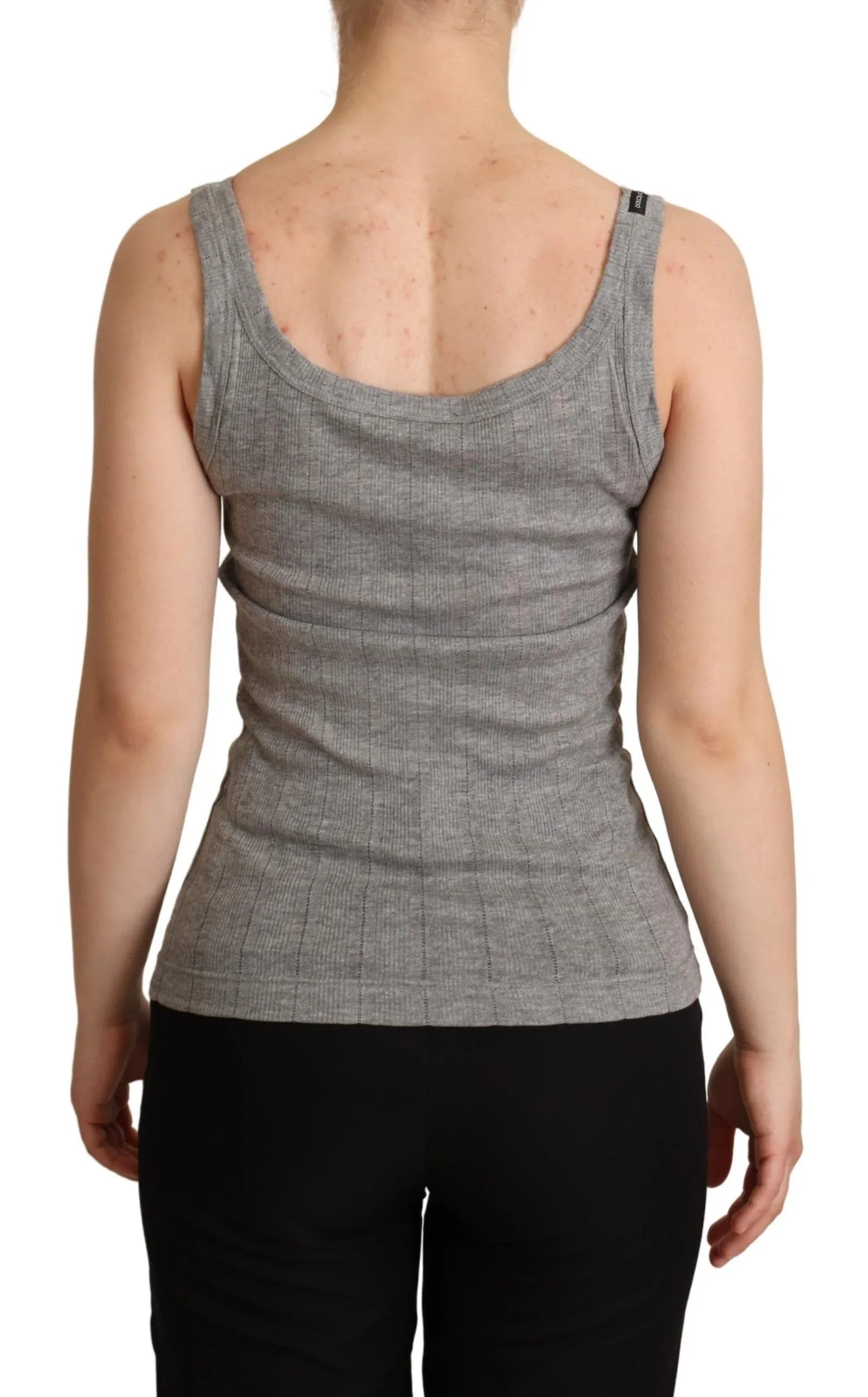 Dolce & Gabbana Gray Cotton Modal Canotta Tank Top T-shirt - Zeiniez