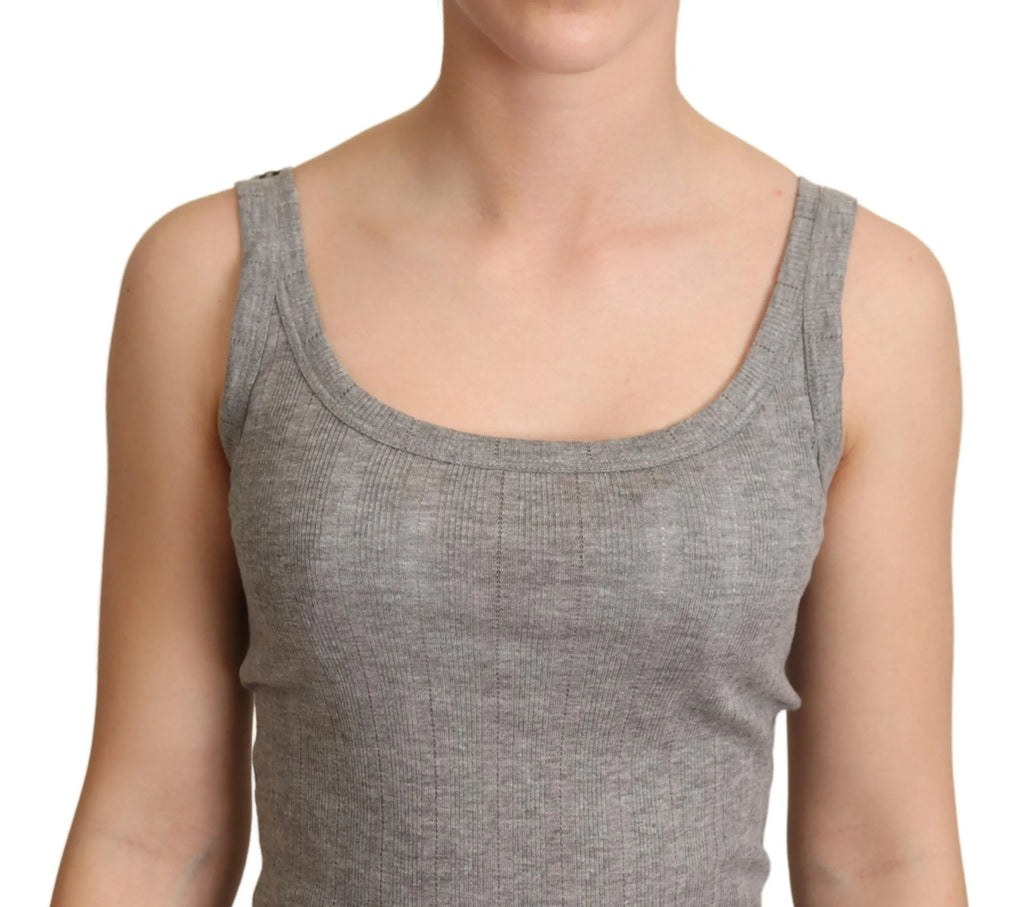 Dolce & Gabbana Gray Cotton Modal Canotta Tank Top T-shirt - Zeiniez