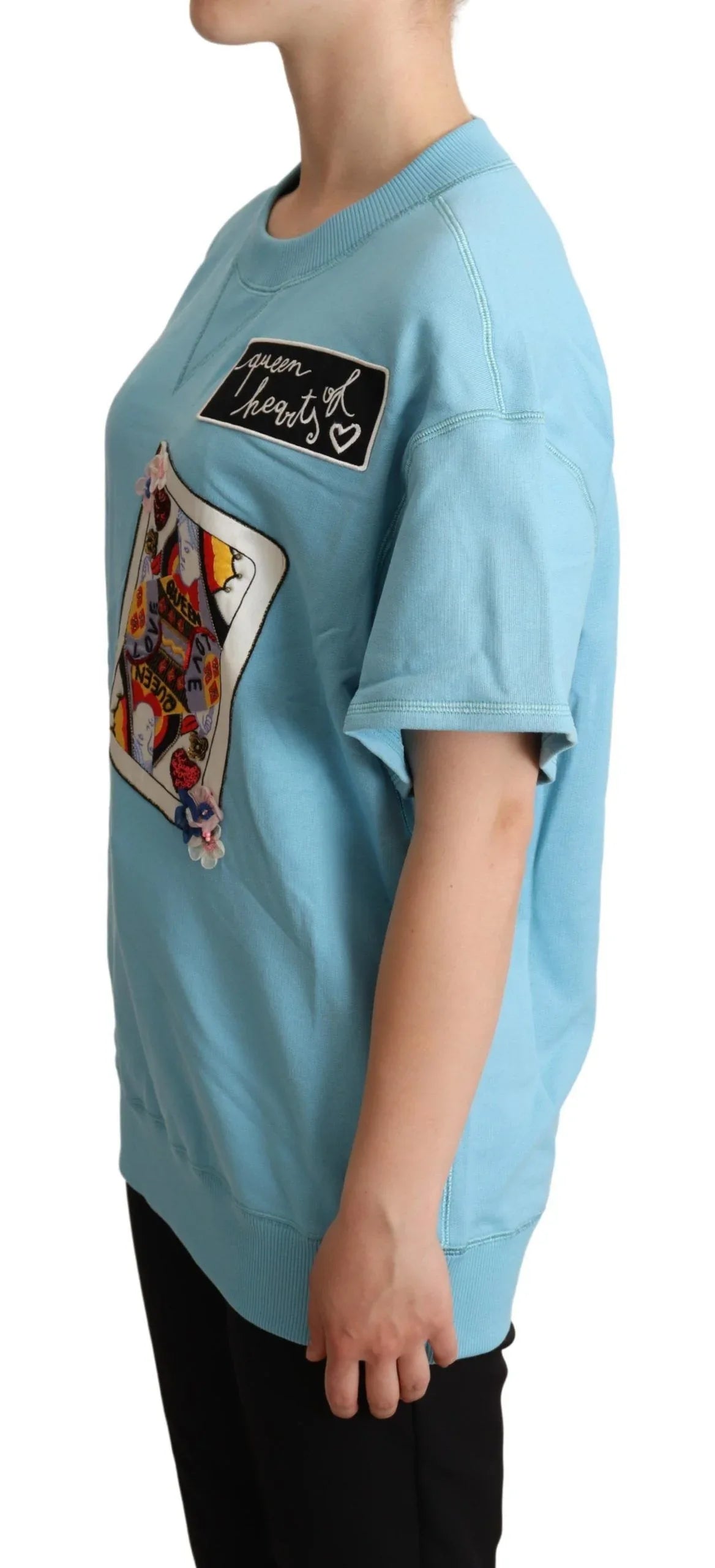 Dolce & Gabbana BLue Queen Of Hearts Card Sweater T-shirt - Zeiniez