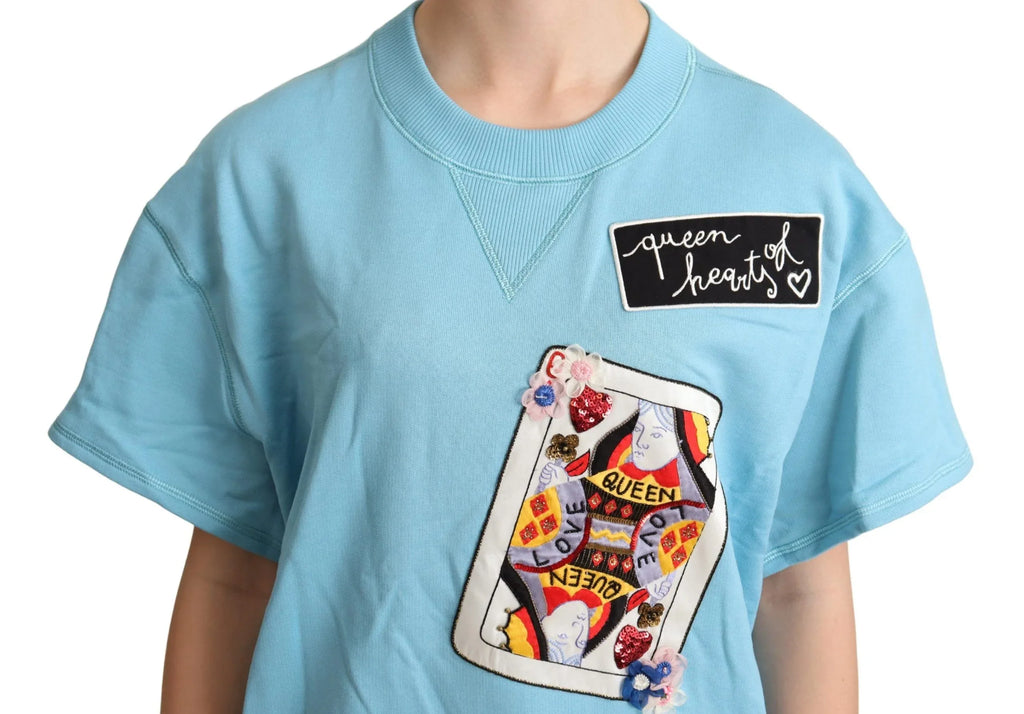 Dolce & Gabbana BLue Queen Of Hearts Card Sweater T-shirt - Zeiniez