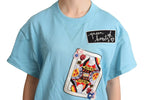 Dolce & Gabbana BLue Queen Of Hearts Card Sweater T-shirt - Zeiniez