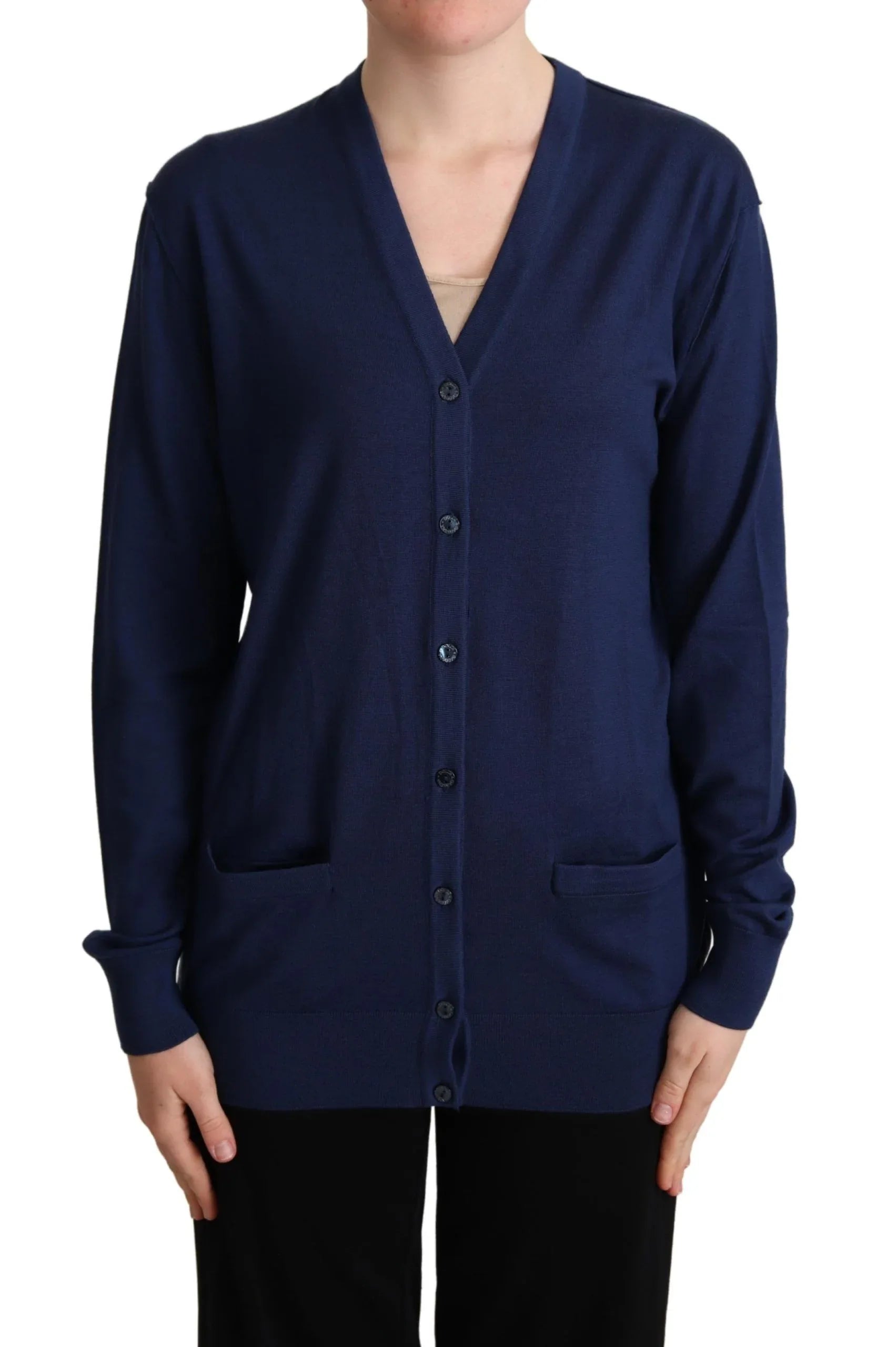 Dolce & Gabbana Blue Virgin Wool Button Down Cardigan Sweater - Zeiniez