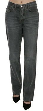 Just Cavalli Gray Washed Mid Waist Straight Denim Pants Jeans - Zeiniez