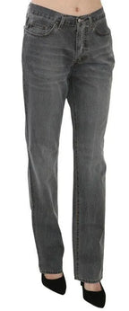 Just Cavalli Gray Washed Mid Waist Straight Denim Pants Jeans - Zeiniez