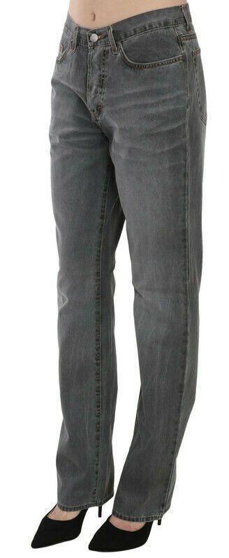Just Cavalli Gray Washed Mid Waist Straight Denim Pants Jeans - Zeiniez