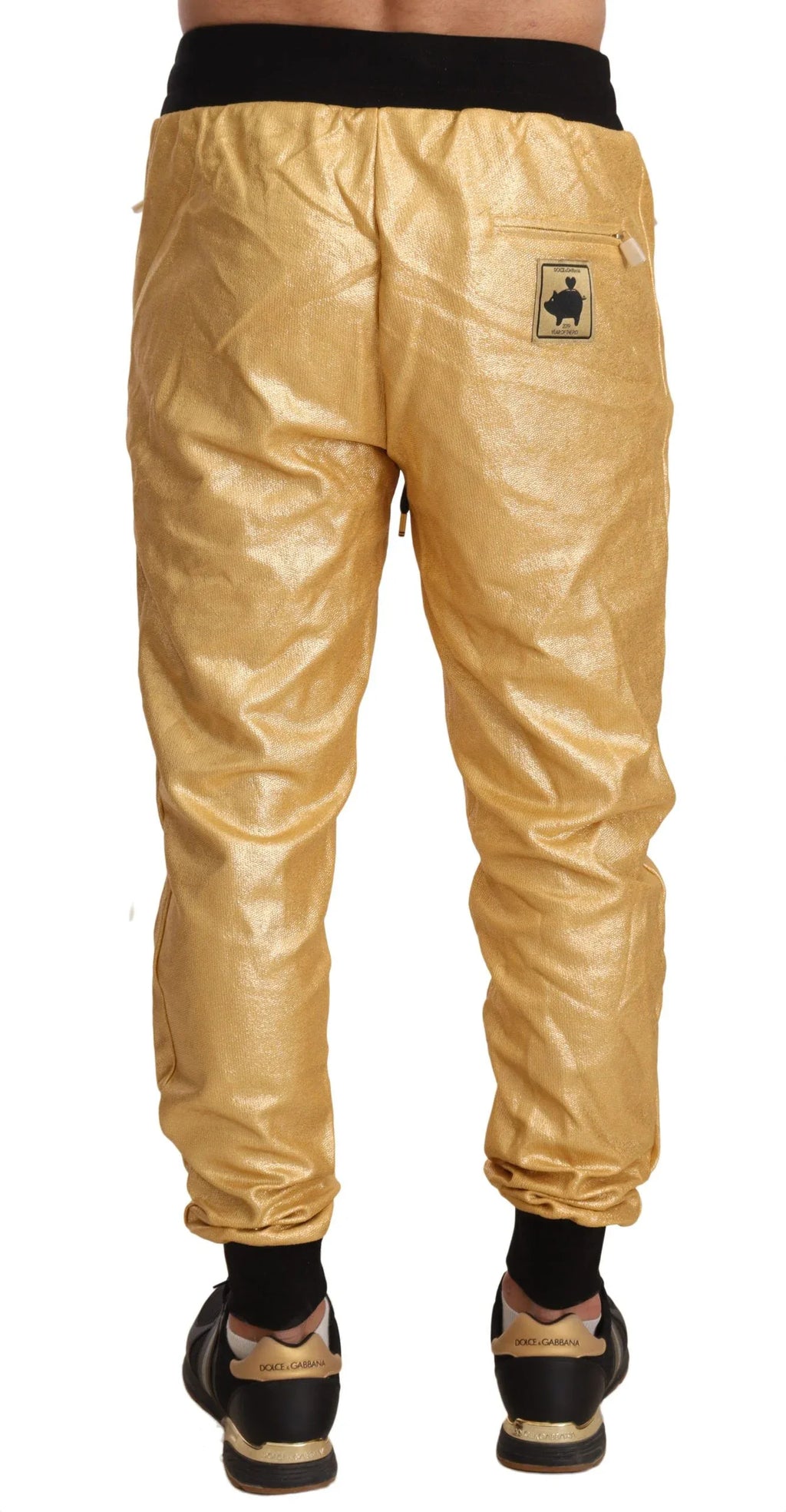 Dolce & Gabbana Gold Pig Of The Year Cotton Trousers Pants - Zeiniez