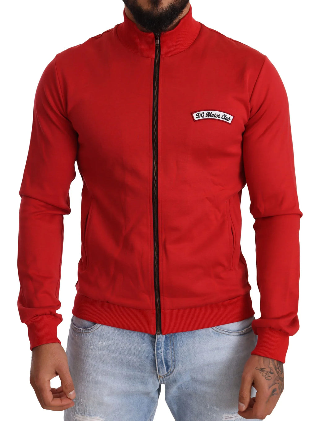 Dolce & Gabbana Red DG Motor Club Zipper Stretch Sweater - Zeiniez