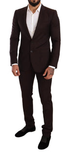 Dolce & Gabbana Bordeaux Wool MARTINI Slim Fit Suit - Zeiniez