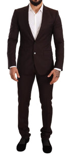Dolce & Gabbana Bordeaux Wool MARTINI Slim Fit Suit - Zeiniez