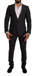 Dolce & Gabbana Gray Wool MARTINI Slim Fit Set Suit - Zeiniez