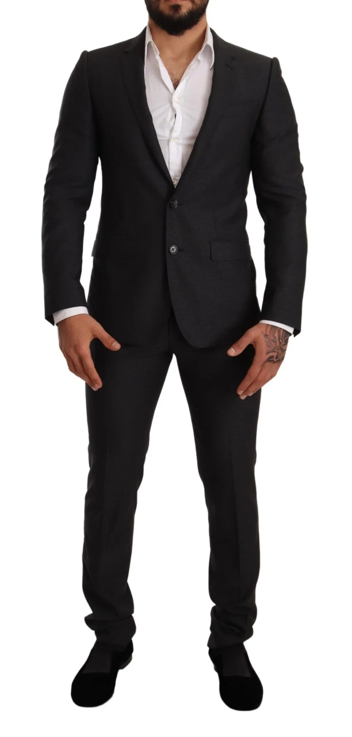 Dolce & Gabbana Gray Wool MARTINI Slim Fit Set Suit - Zeiniez