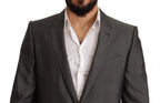 Dolce & Gabbana Gray Metallic MARTINI Slim Fit Set Suit - Zeiniez
