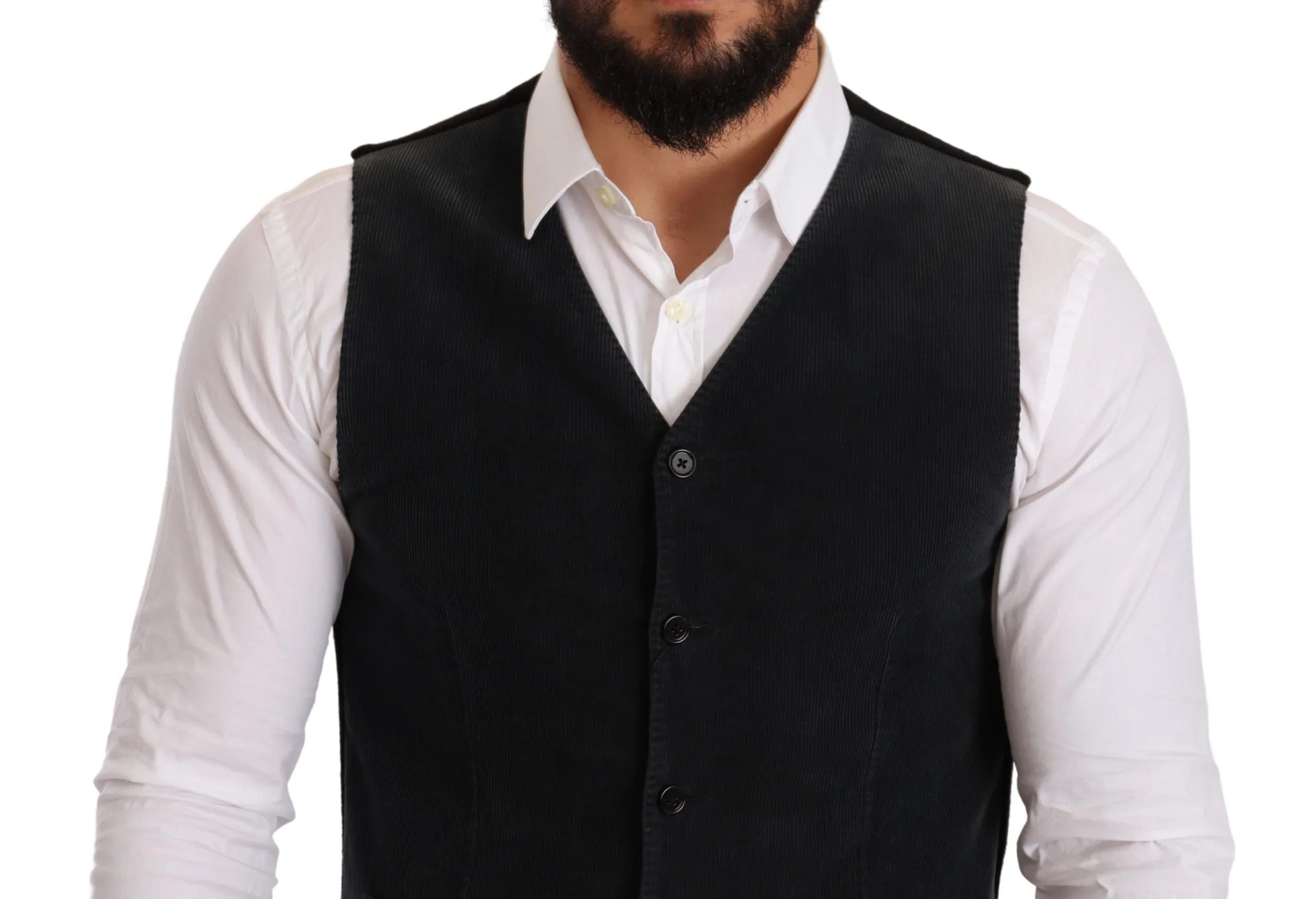 Dolce & Gabbana Black Cotton Single Breasted Waistcoat - Zeiniez