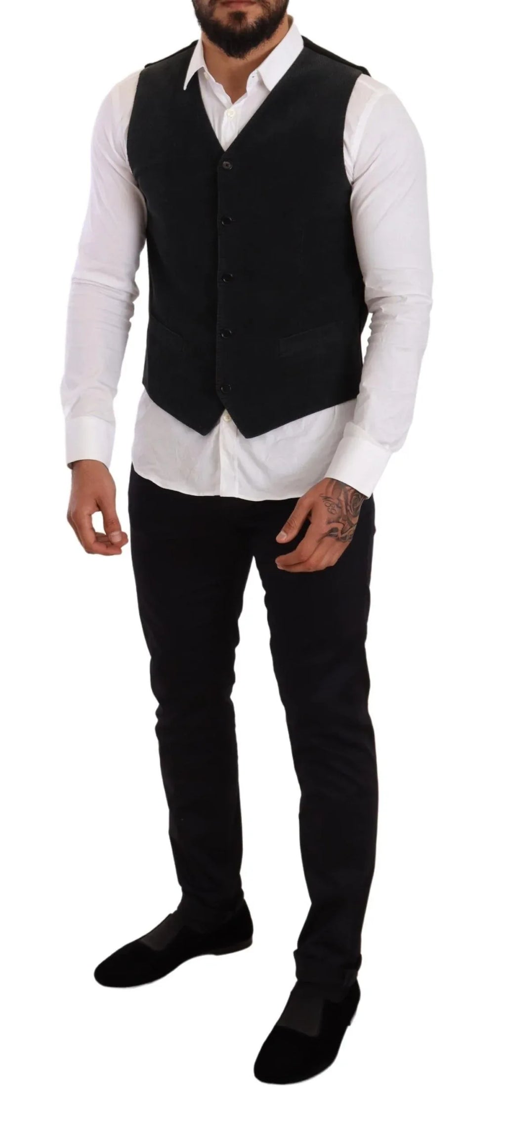Dolce & Gabbana Black Cotton Single Breasted Waistcoat - Zeiniez