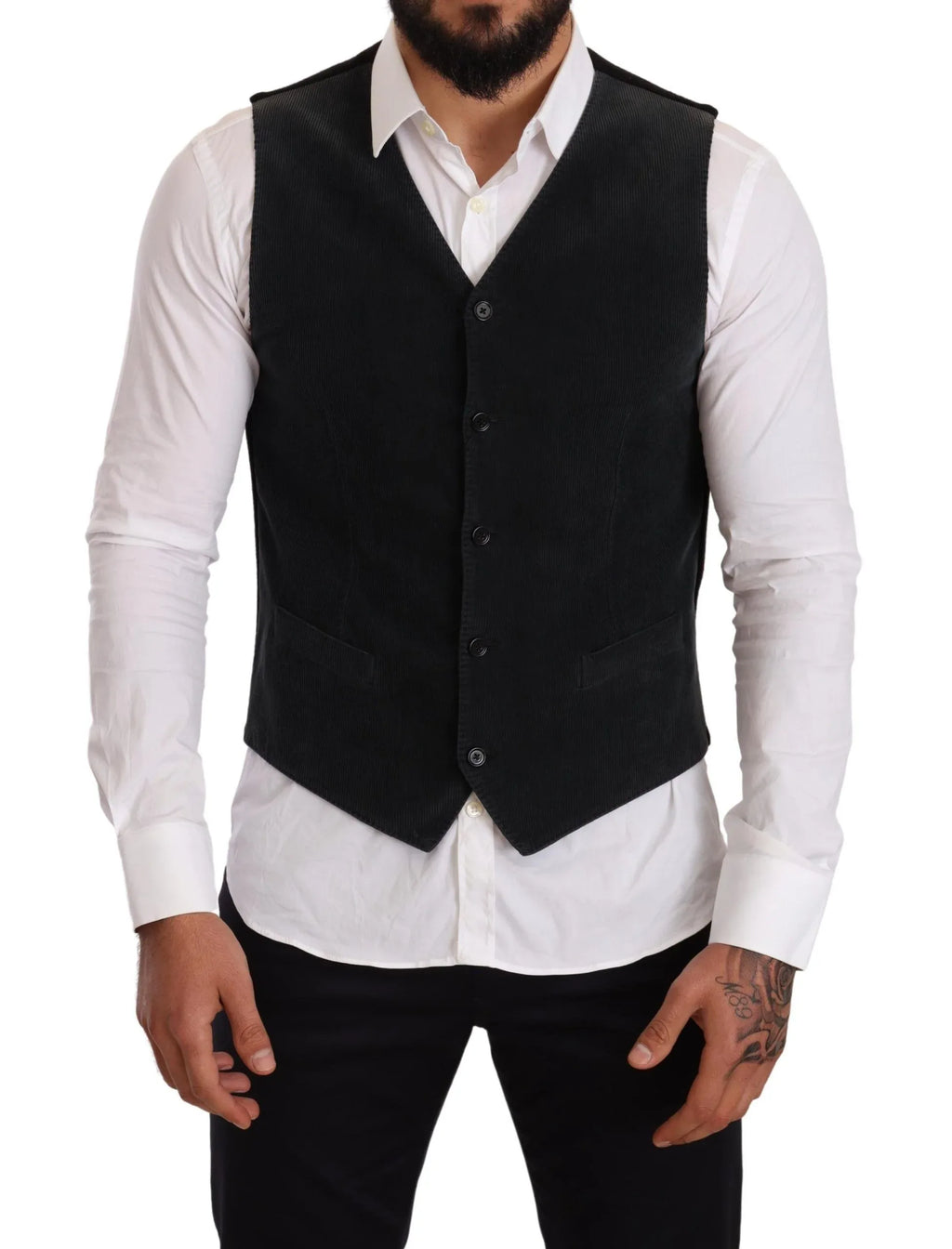 Dolce & Gabbana Black Cotton Single Breasted Waistcoat - Zeiniez