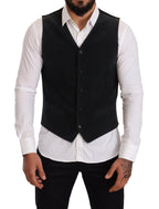 Dolce & Gabbana Black Cotton Single Breasted Waistcoat - Zeiniez