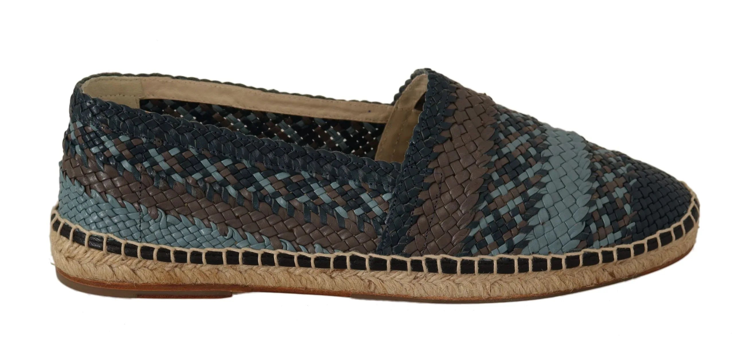 Dolce & Gabbana Blue Gray Slip On Buffalo Espadrille Shoes - Zeiniez