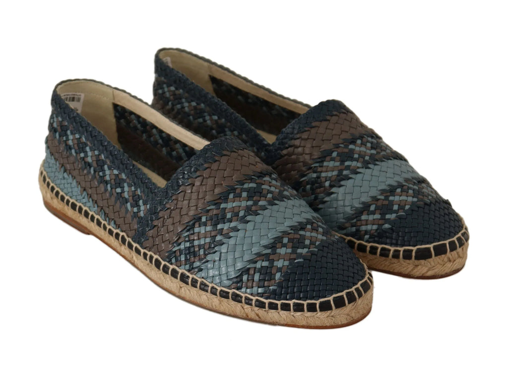 Dolce & Gabbana Blue Gray Slip On Buffalo Espadrille Shoes - Zeiniez