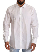 Dolce & Gabbana White Cotton Slim Fit Men MARTINI Shirt - Zeiniez