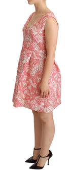 Dolce & Gabbana Pink Floral Jacquard Pleated Sheath Dress - Zeiniez