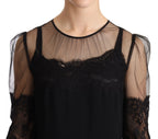 Dolce & Gabbana Black Sheer Floral Lace Crystal Maxi Dress - Zeiniez