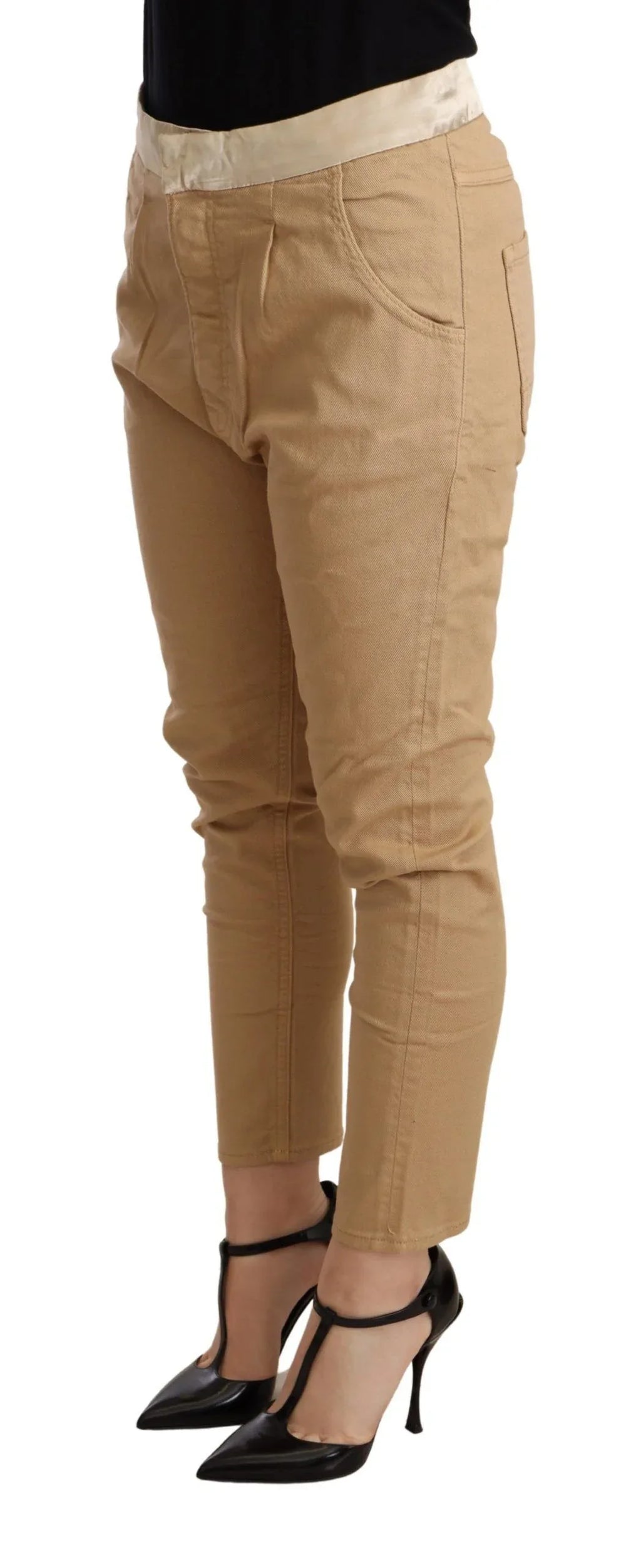 CYCLE Beige Mid Waist Slim Fit Skinny Stretch Trouser - Zeiniez