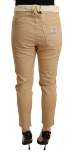 CYCLE Beige Mid Waist Slim Fit Skinny Stretch Trouser - Zeiniez