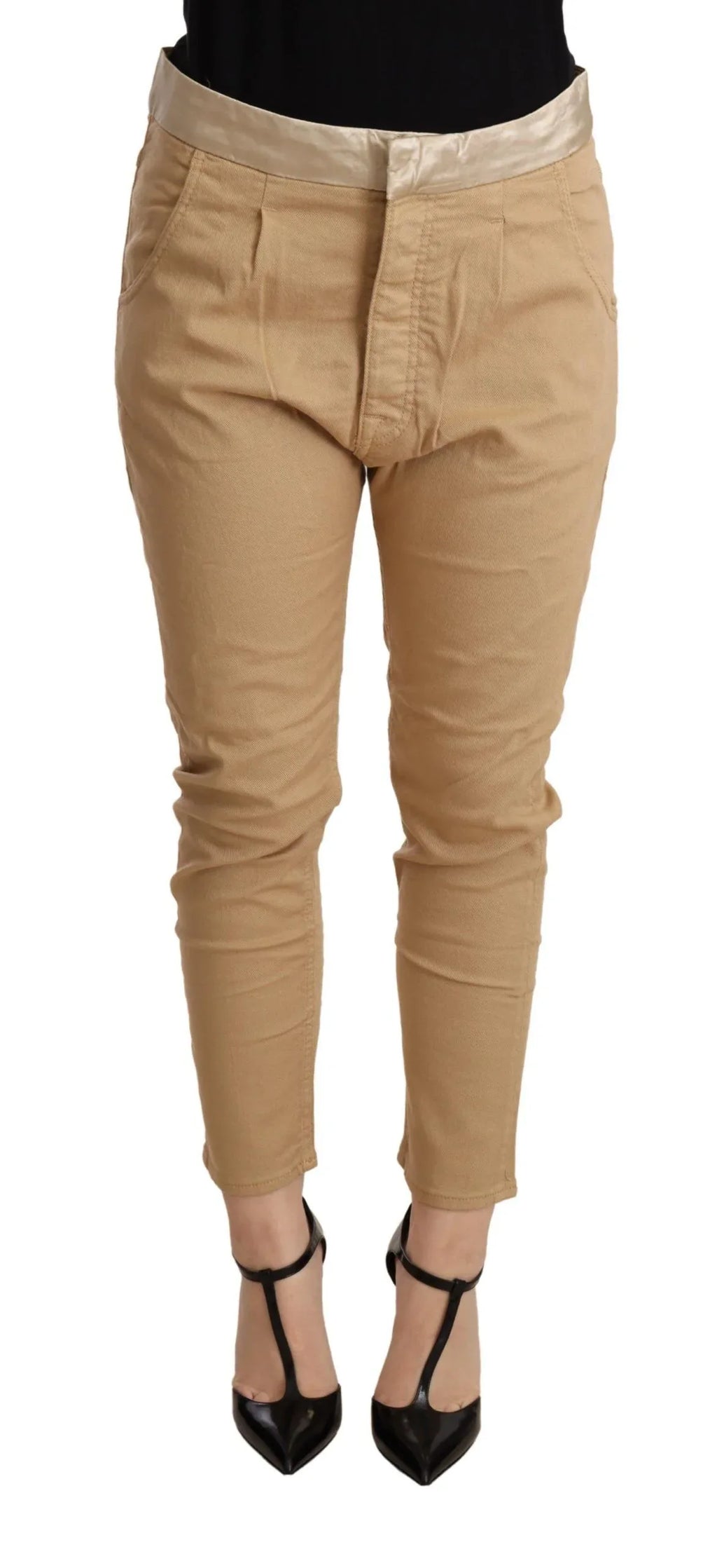 CYCLE Beige Mid Waist Slim Fit Skinny Stretch Trouser - Zeiniez