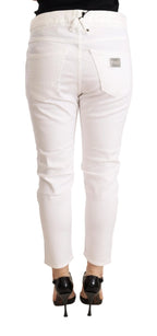 CYCLE White Mid Waist Slim Fit Skinny Cotton Stretch Trouser - Zeiniez