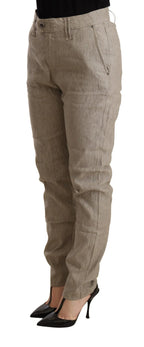 CYCLE Beige Mid Waist Casual Baggy Stretch Trouser - Zeiniez