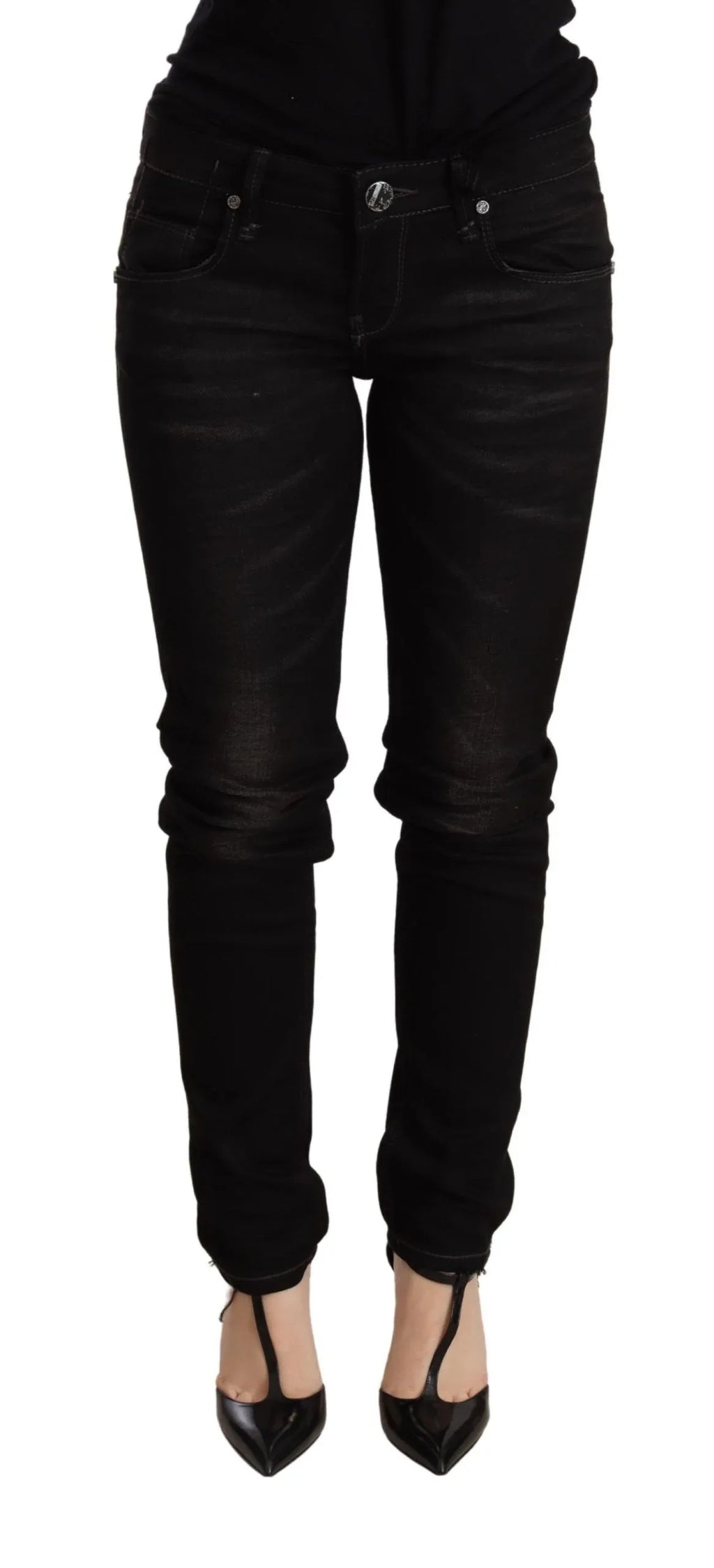 Acht Black Low Waist Skinny Denim Trouser - Zeiniez