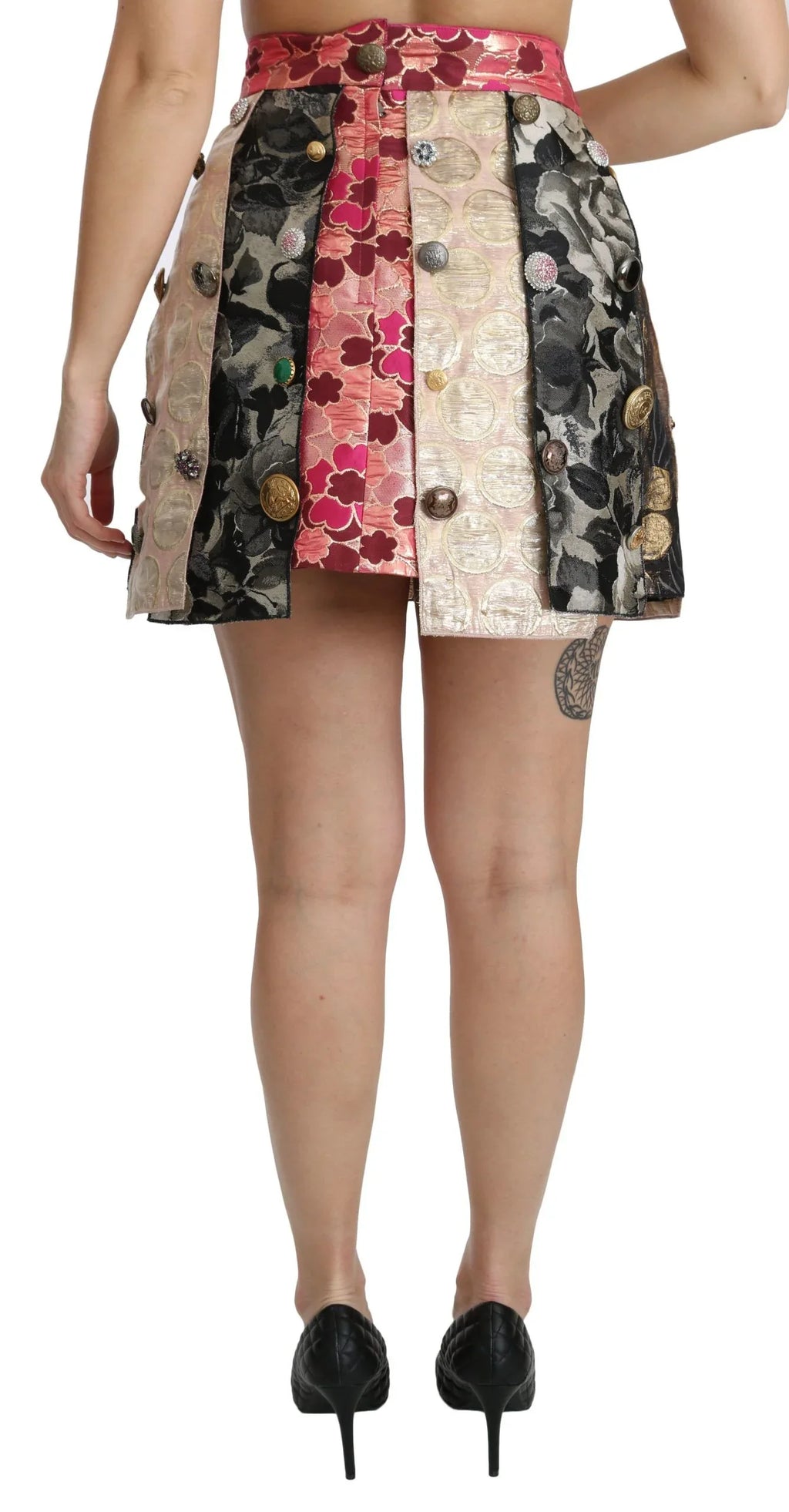 Dolce & Gabbana Multicolor Floral Jacquard Crystal Skirt - Zeiniez
