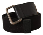 Costume National Black Cotton Ducati Metal Buckle Belt - Zeiniez